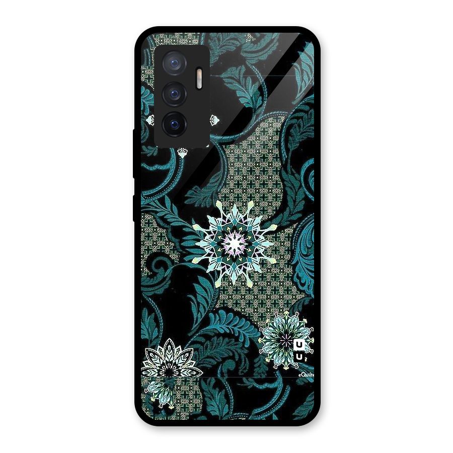 Bottle Green Floral Glass Back Case for Vivo V23e