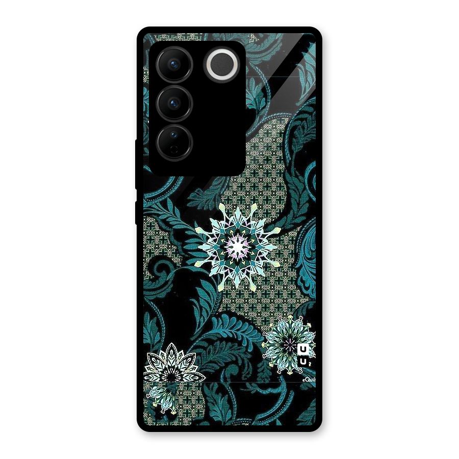 Bottle Green Floral Glass Back Case for Vivo V27