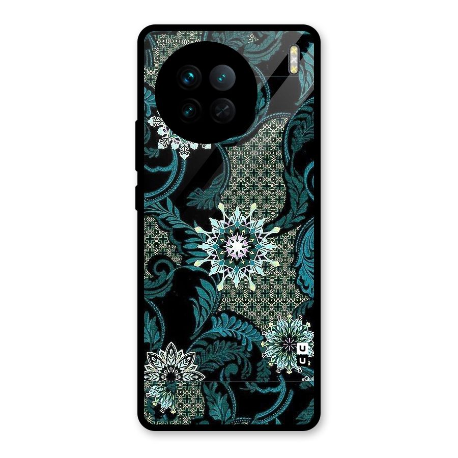 Bottle Green Floral Glass Back Case for Vivo X90