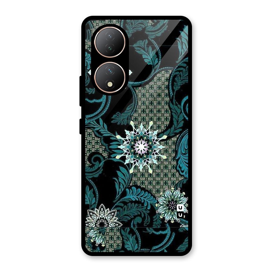 Bottle Green Floral Glass Back Case for Vivo Y100