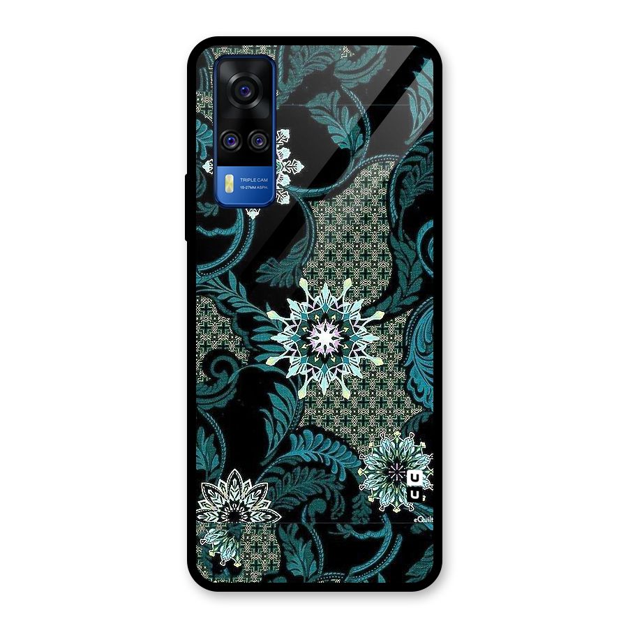 Bottle Green Floral Glass Back Case for Vivo Y31