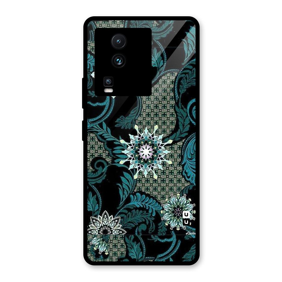 Bottle Green Floral Glass Back Case for Vivo iQOO Neo 7 Pro