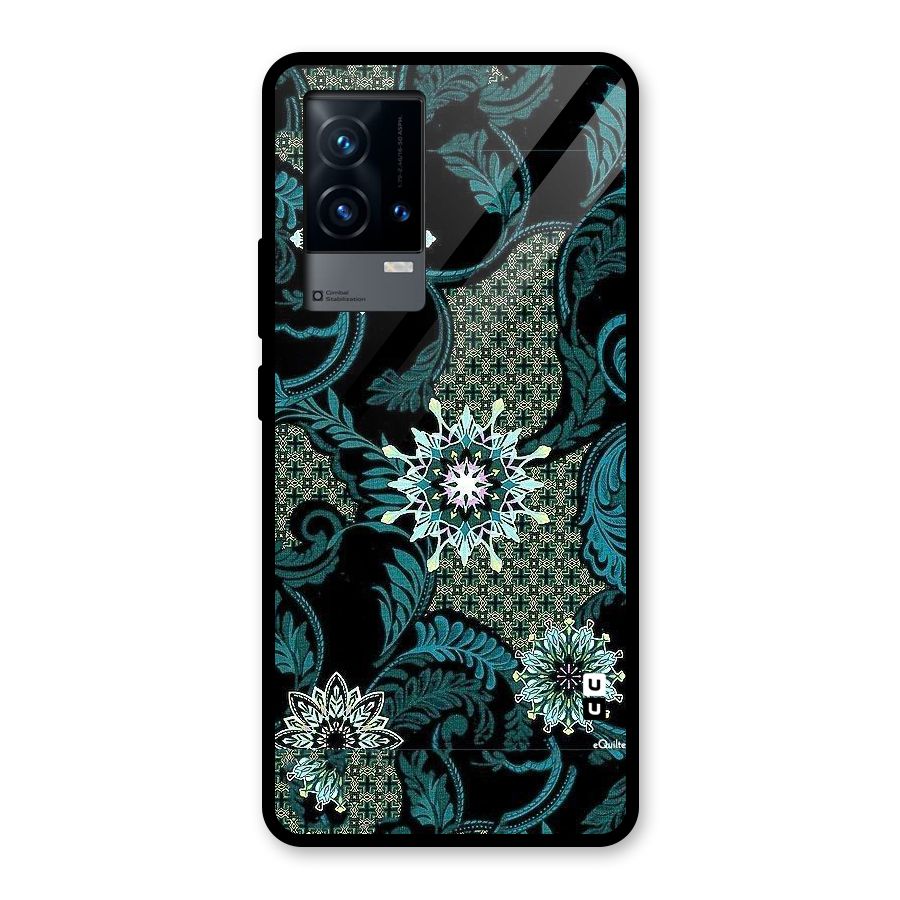 Bottle Green Floral Glass Back Case for iQOO 9 5G