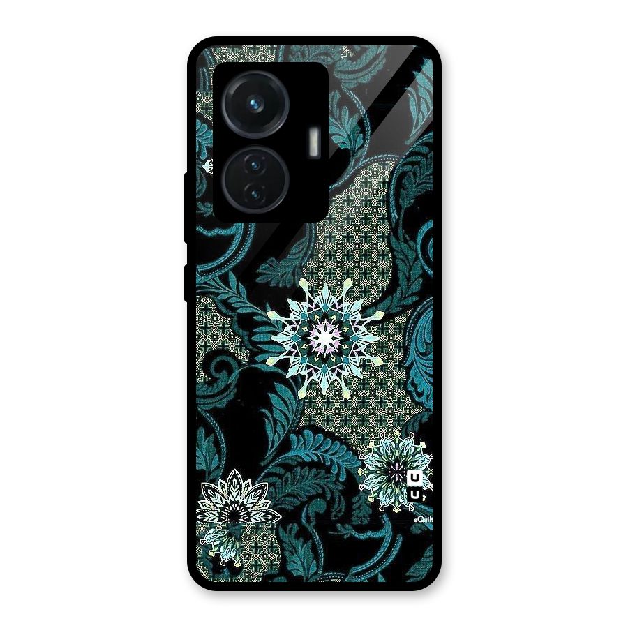 Bottle Green Floral Glass Back Case for iQOO Z6 44W