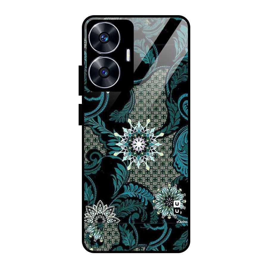 Bottle Green Floral Glass Back Case for realme C55