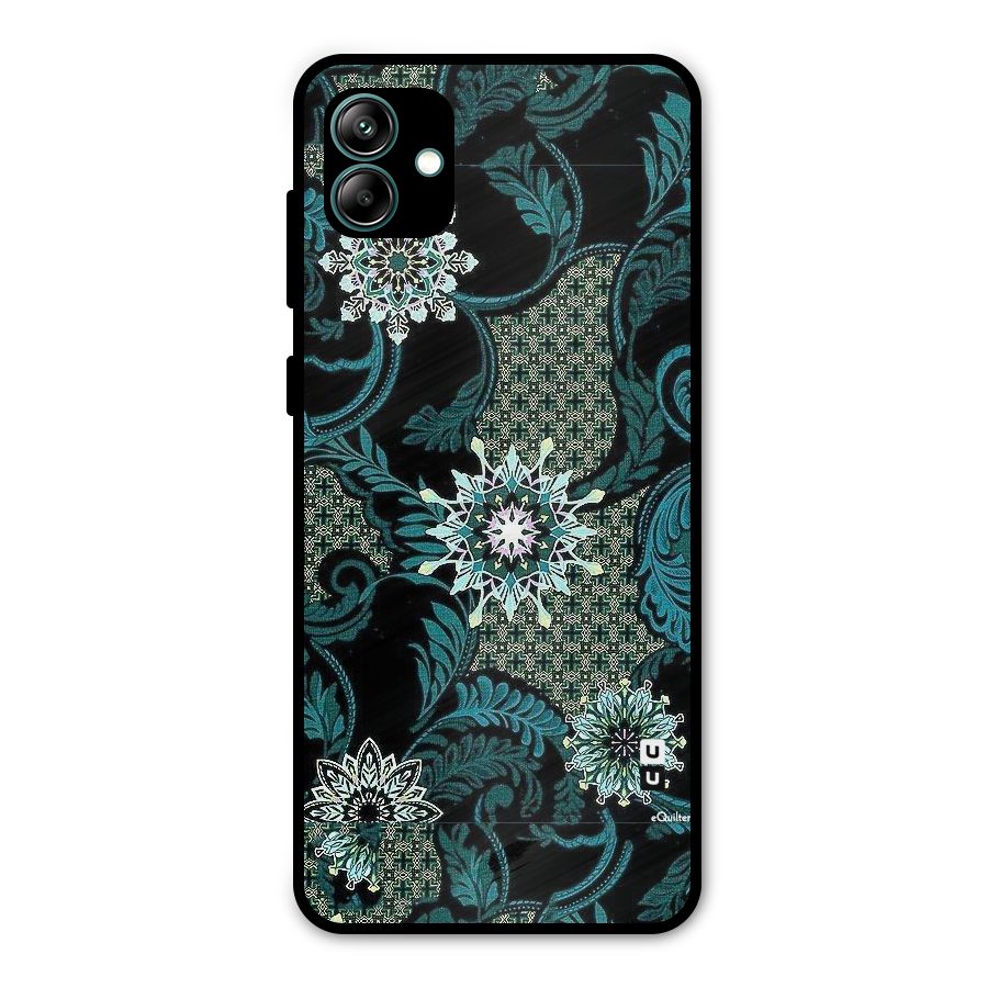 Bottle Green Floral Metal Back Case for Galaxy A04