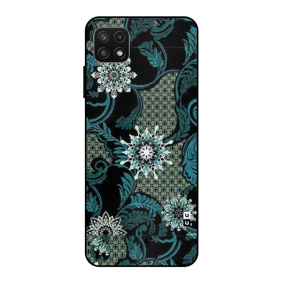 Bottle Green Floral Metal Back Case for Galaxy A22 5G