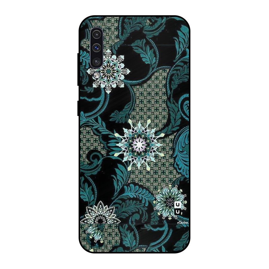 Bottle Green Floral Metal Back Case for Galaxy A30s