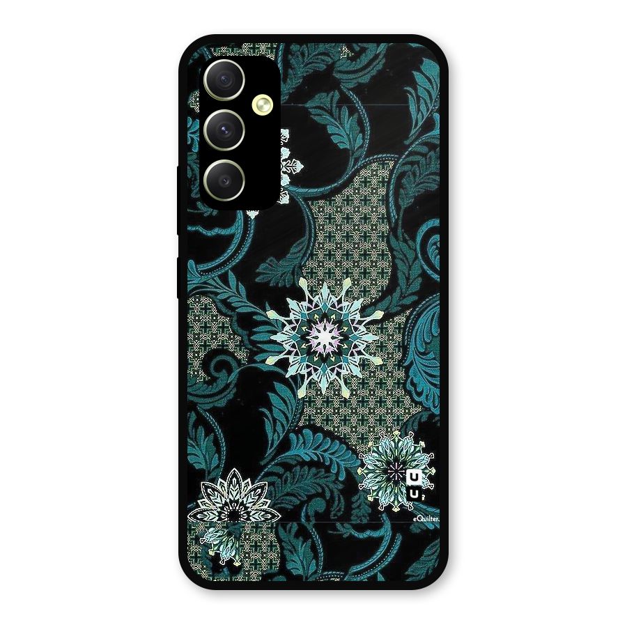Bottle Green Floral Metal Back Case for Galaxy A34