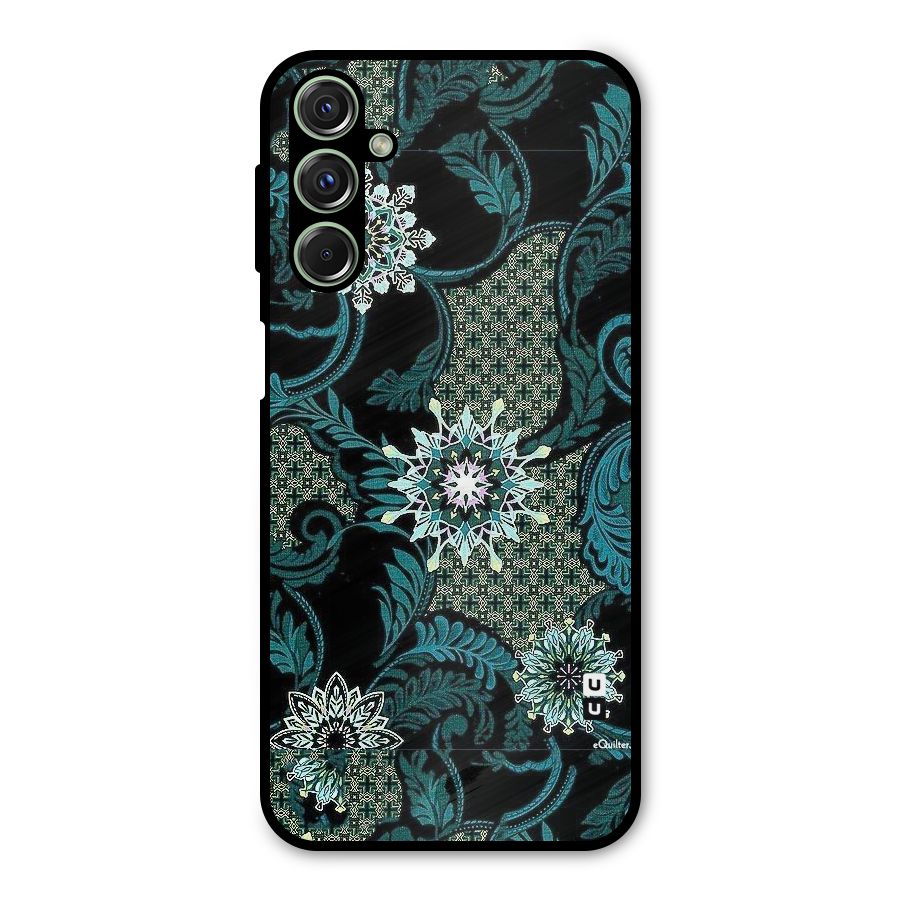 Bottle Green Floral Metal Back Case for Galaxy F34