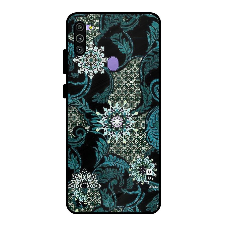 Bottle Green Floral Metal Back Case for Galaxy M11