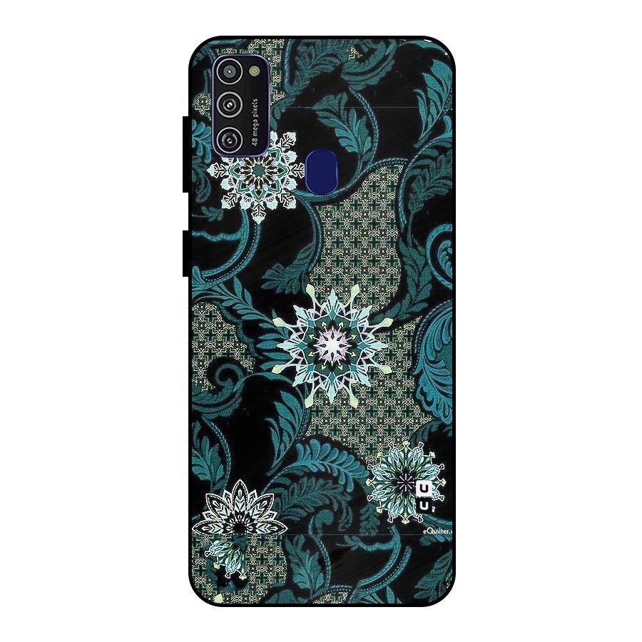 Bottle Green Floral Metal Back Case for Galaxy M30s