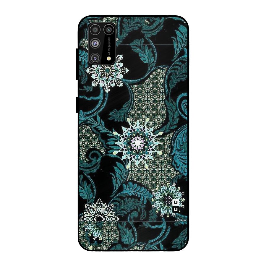 Bottle Green Floral Metal Back Case for Galaxy M31