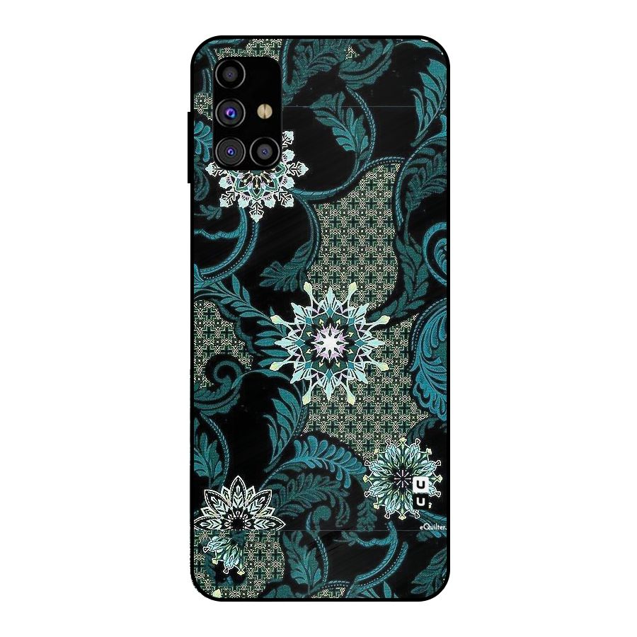 Bottle Green Floral Metal Back Case for Galaxy M31s