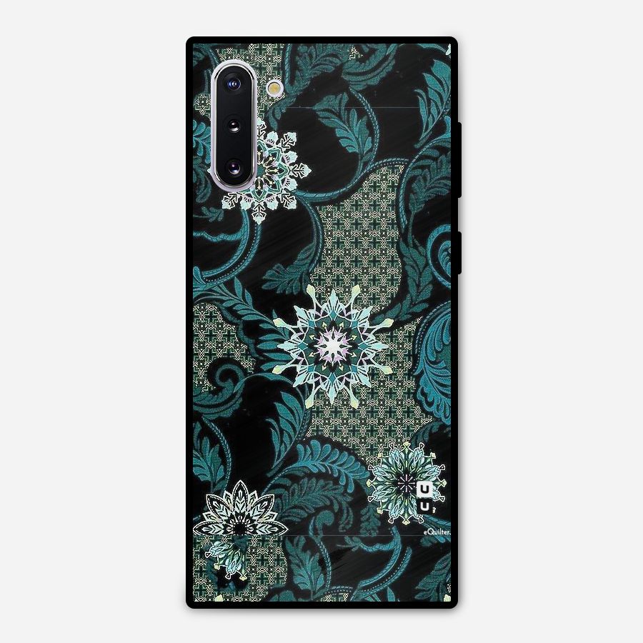 Bottle Green Floral Metal Back Case for Galaxy Note 10