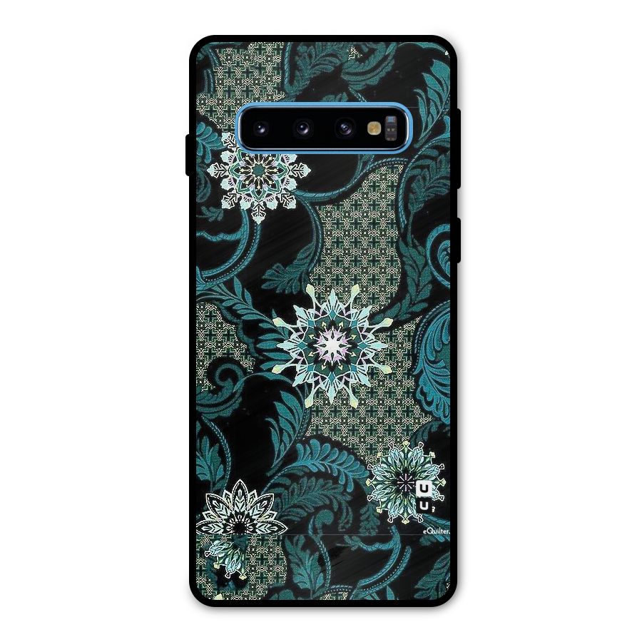 Bottle Green Floral Metal Back Case for Galaxy S10