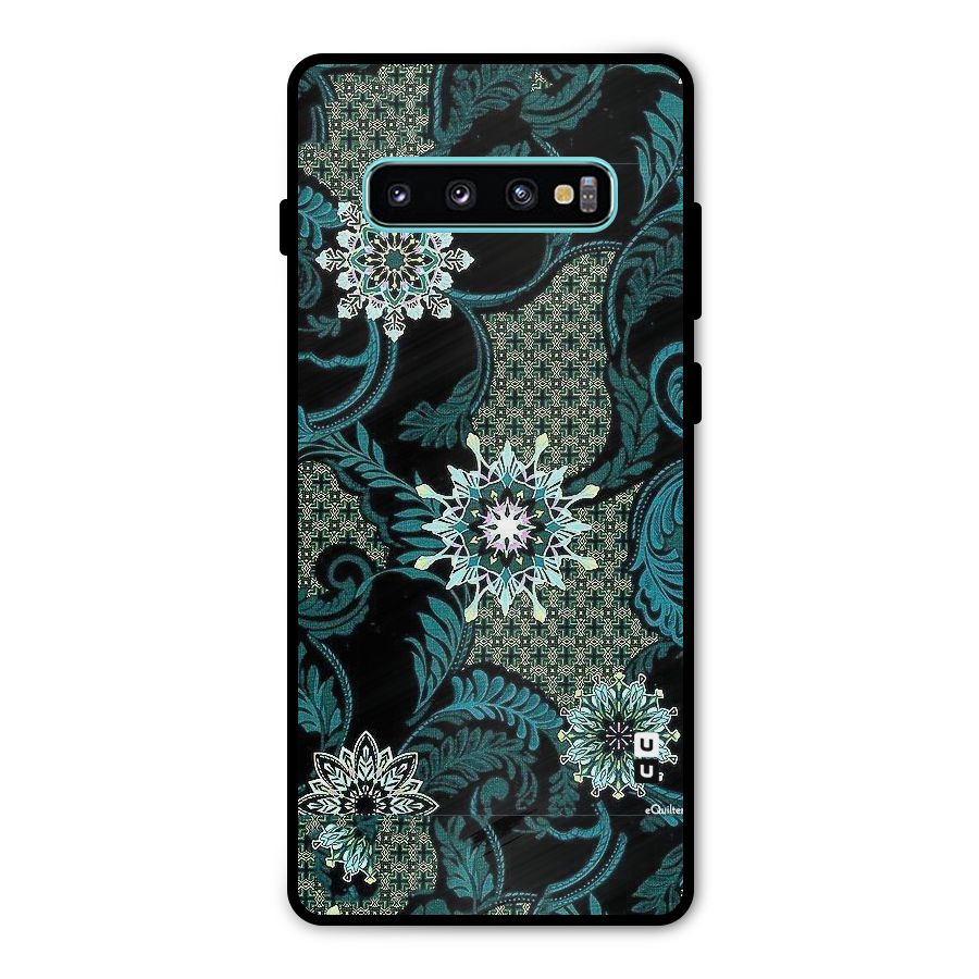 Bottle Green Floral Metal Back Case for Galaxy S10 Plus