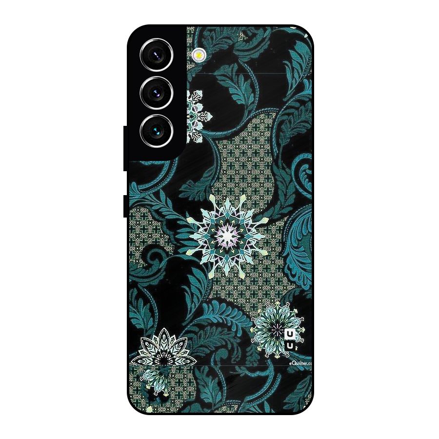 Bottle Green Floral Metal Back Case for Galaxy S22 5G
