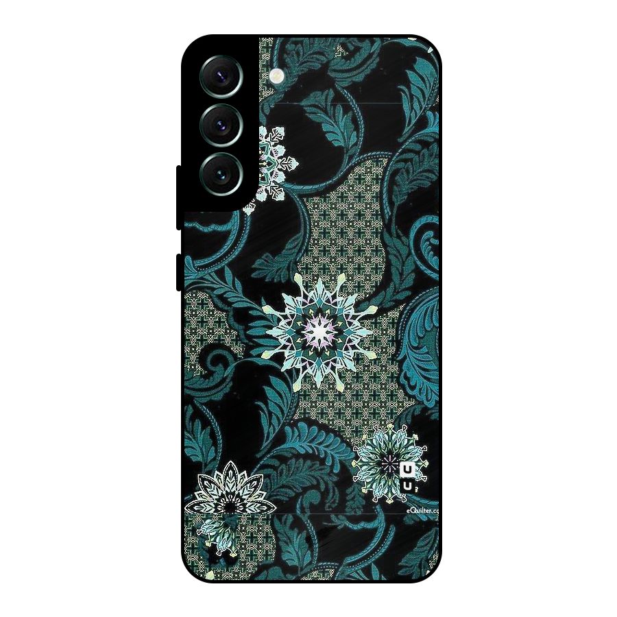 Bottle Green Floral Metal Back Case for Galaxy S22 Plus 5G