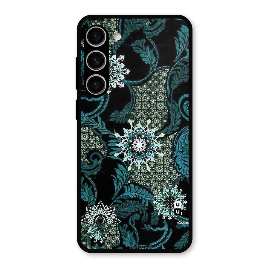 Bottle Green Floral Metal Back Case for Galaxy S23 Plus