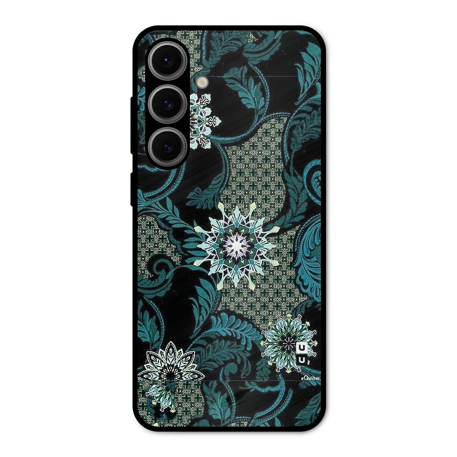 Bottle Green Floral Metal Back Case for Galaxy S24 FE