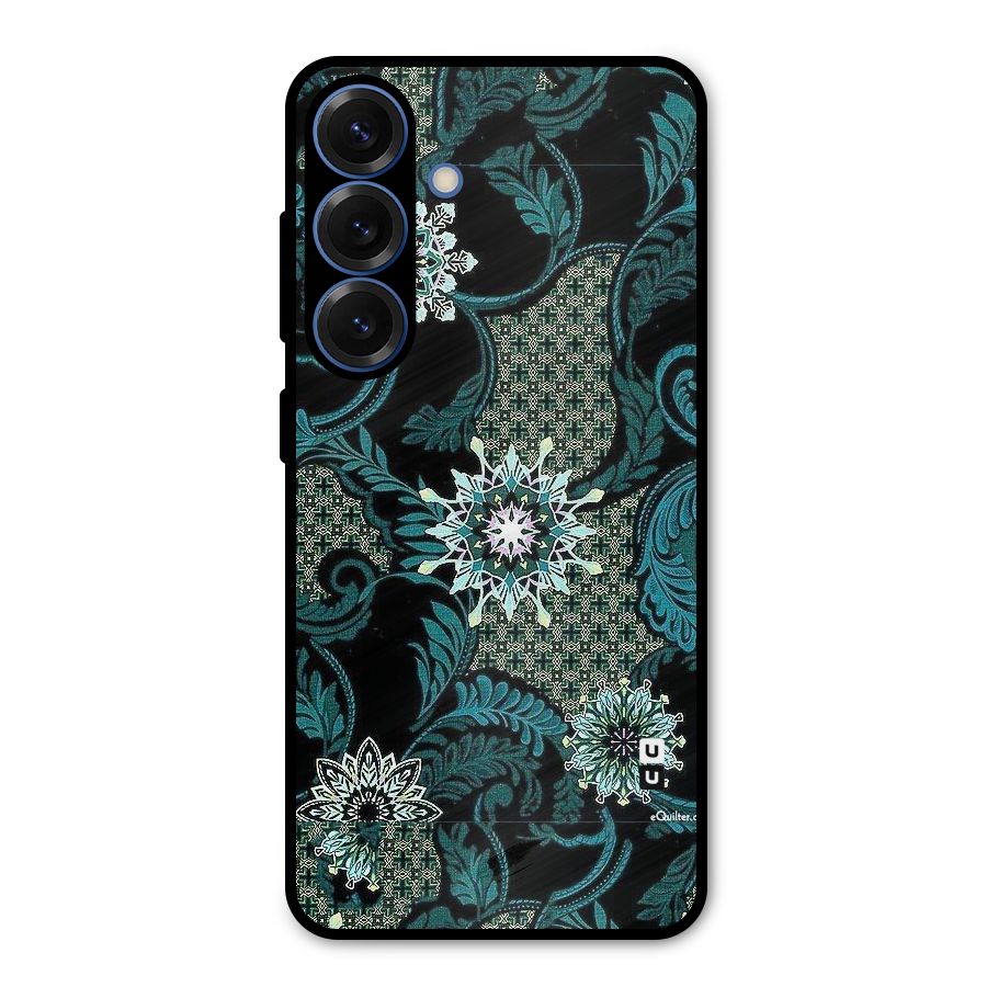 Bottle Green Floral Metal Back Case for Galaxy S25