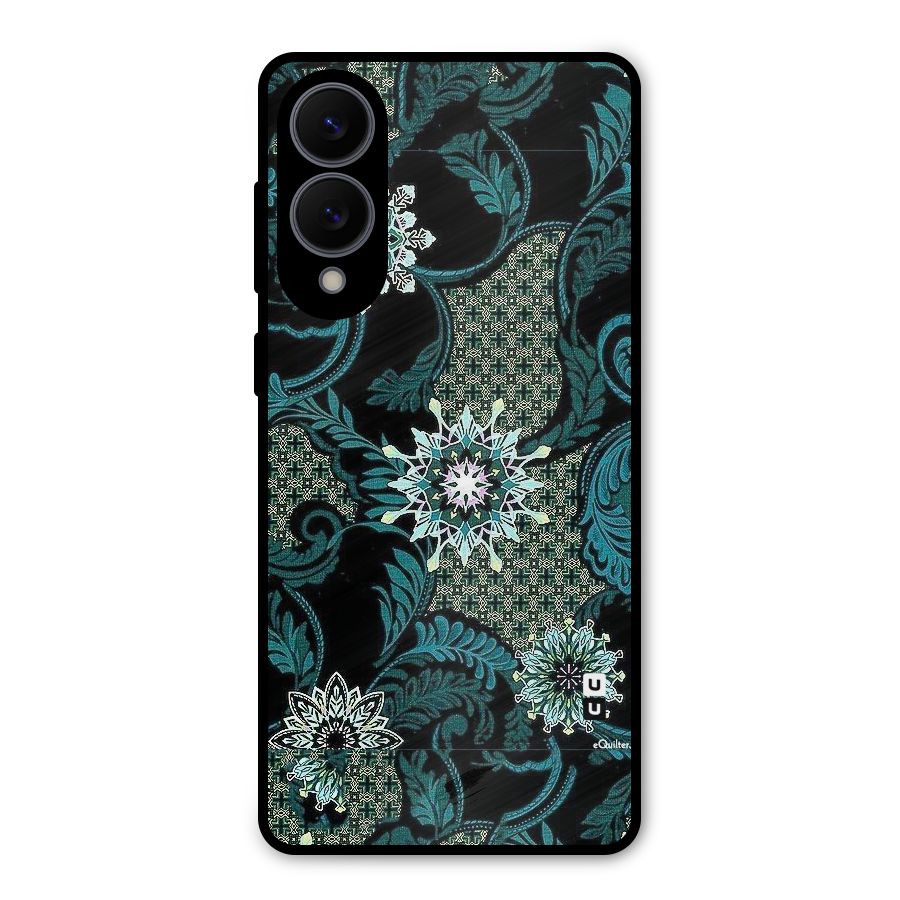 Bottle Green Floral Metal Back Case for Galaxy S25 Edge