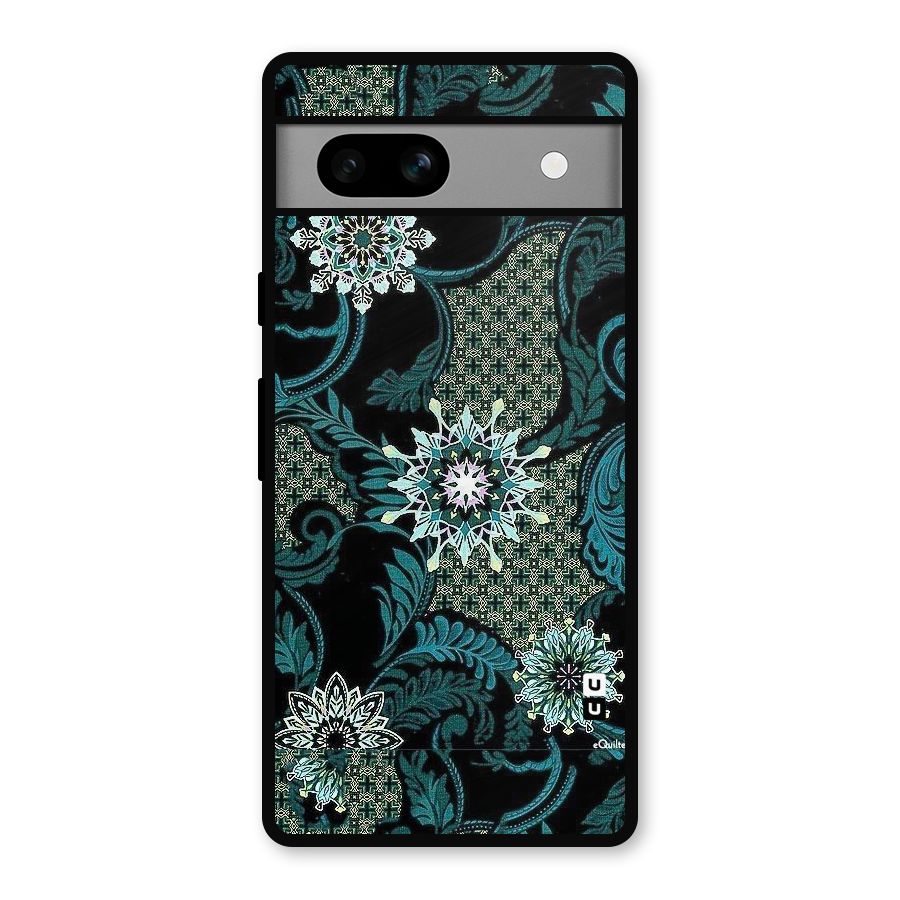 Bottle Green Floral Metal Back Case for Google Pixel 7a