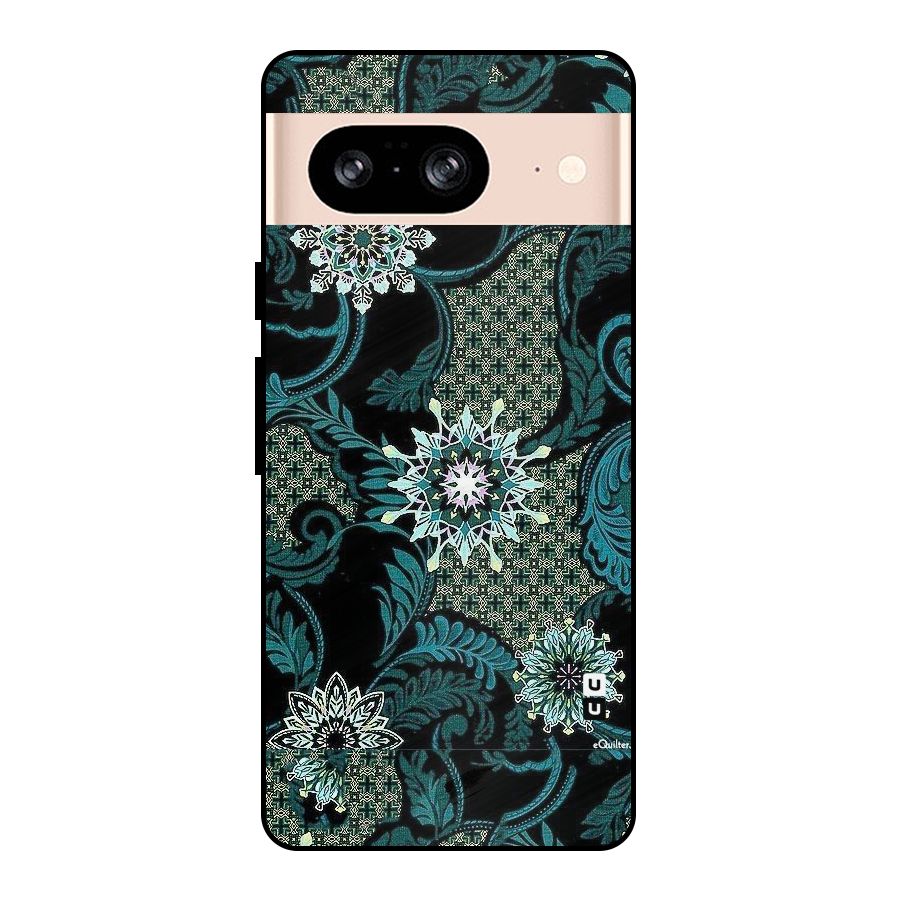 Bottle Green Floral Metal Back Case for Google Pixel 8