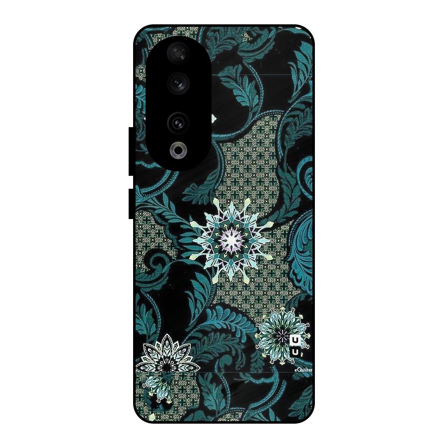 Bottle Green Floral Metal Back Case for Honor 90