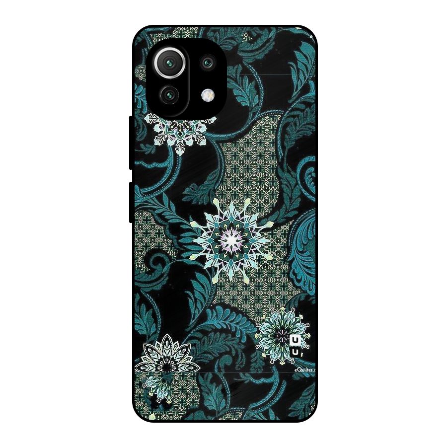 Bottle Green Floral Metal Back Case for Mi 11 Lite