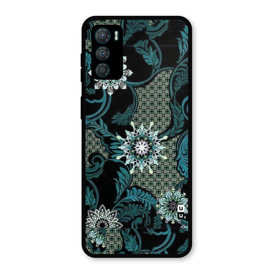 Bottle Green Floral Metal Back Case for Moto G42