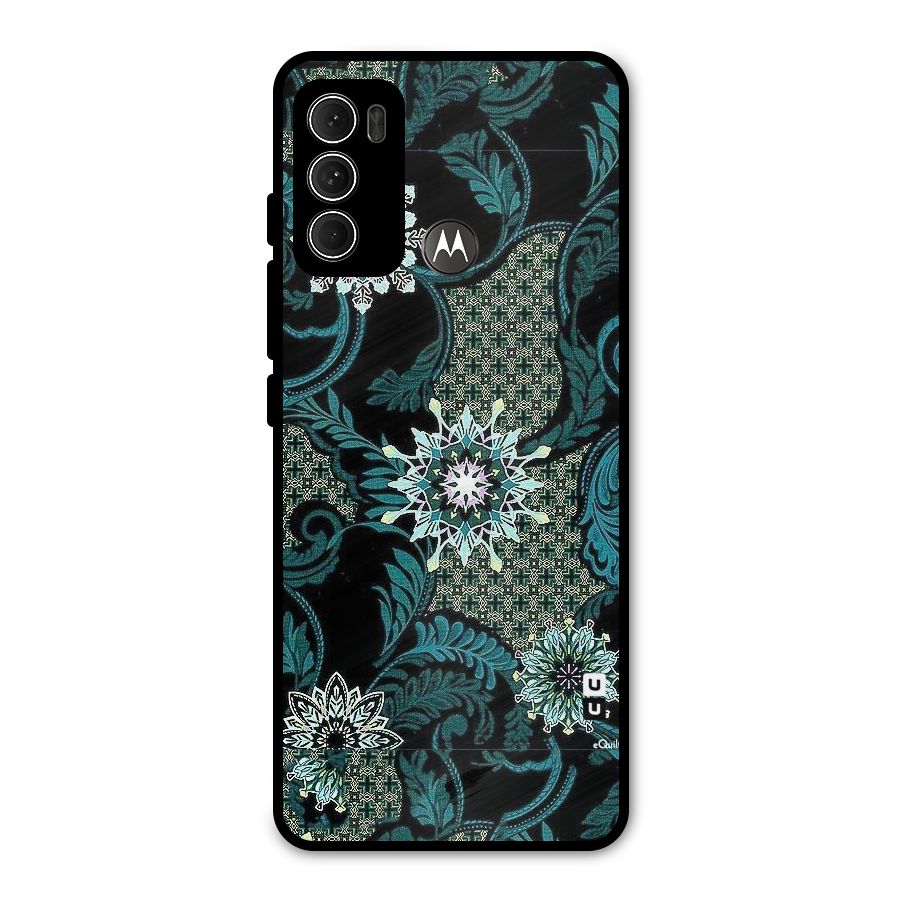 Bottle Green Floral Metal Back Case for Moto G60