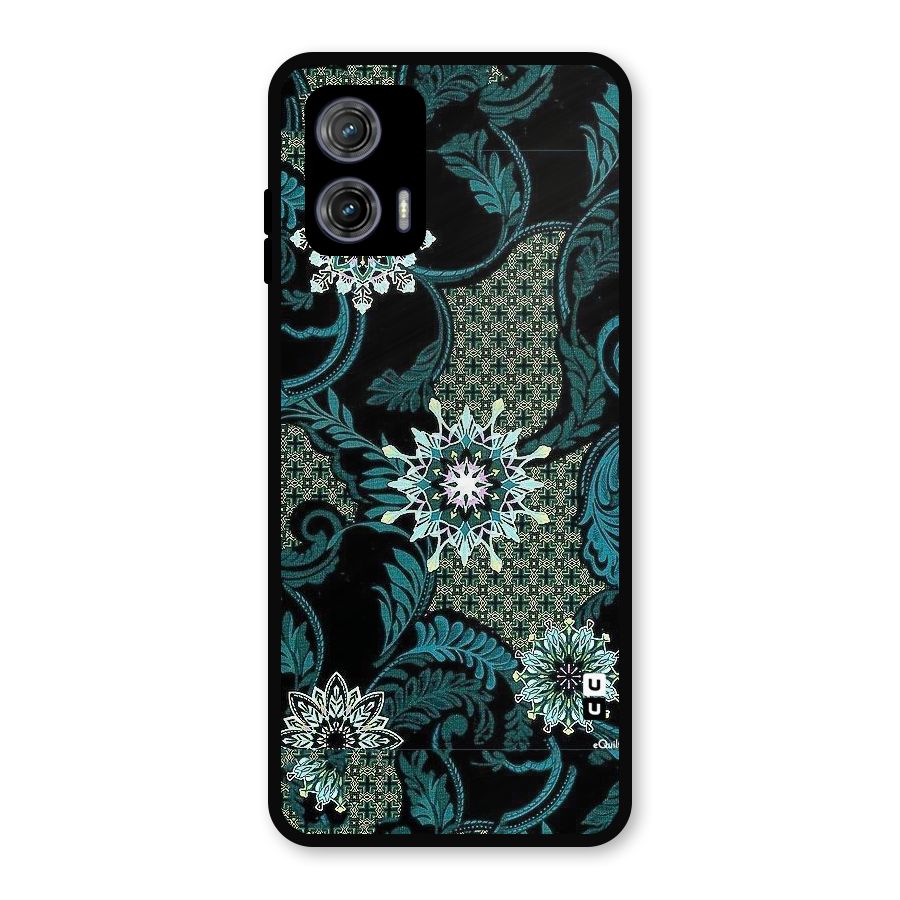 Bottle Green Floral Metal Back Case for Moto G73