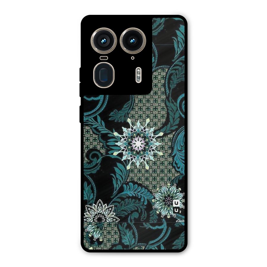 Bottle Green Floral Metal Back Case for Motorola Edge 50 Ultra