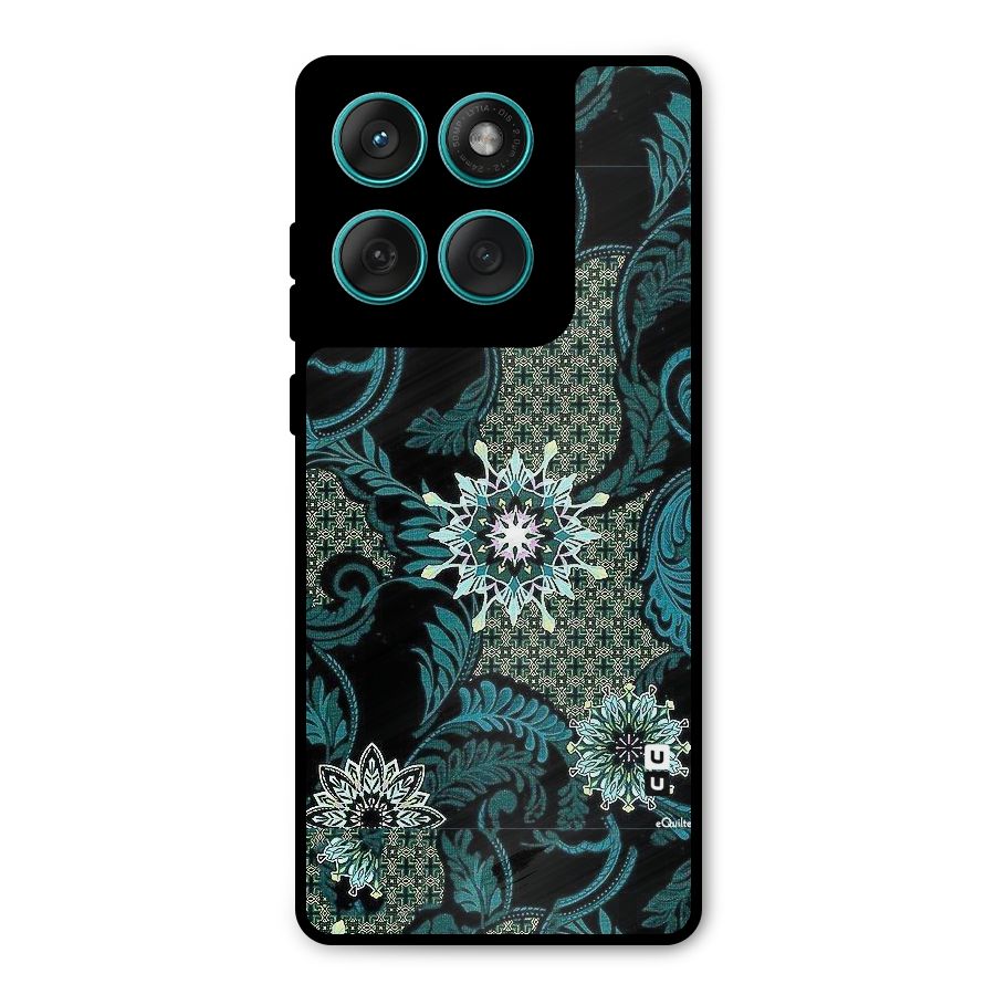 Bottle Green Floral Metal Back Case for Motorola Edge 60 Fusion