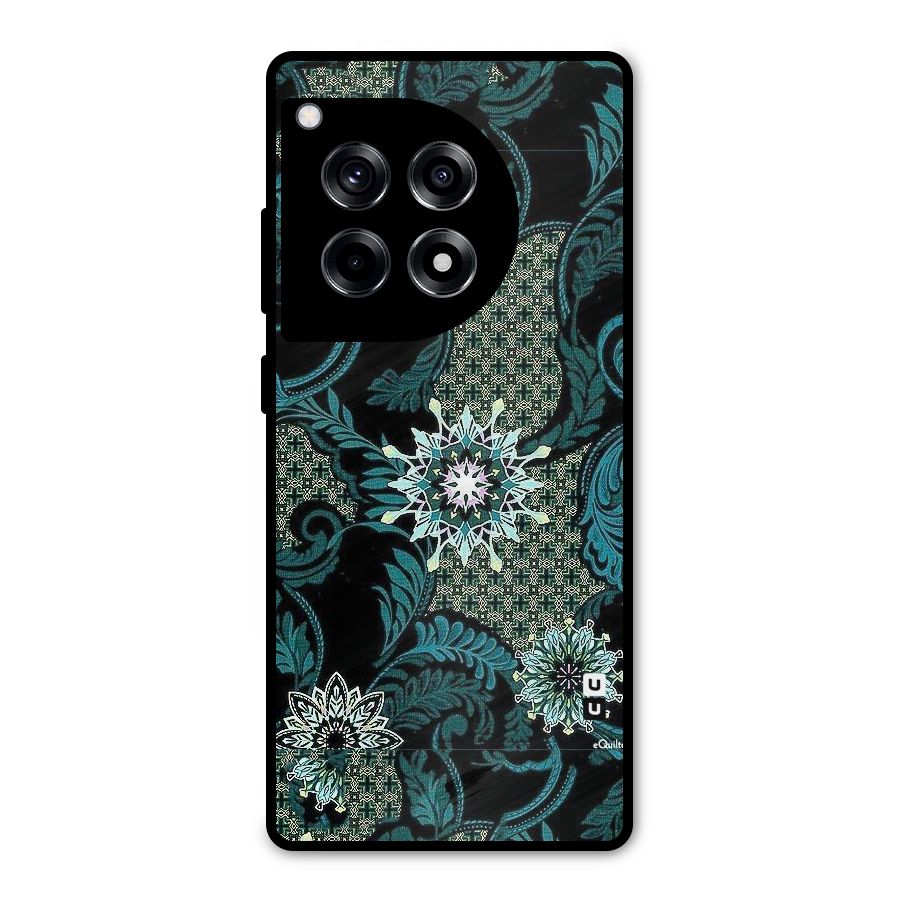 Bottle Green Floral Metal Back Case for OnePlus 12R