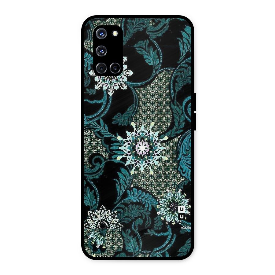 Bottle Green Floral Metal Back Case for Oppo A52