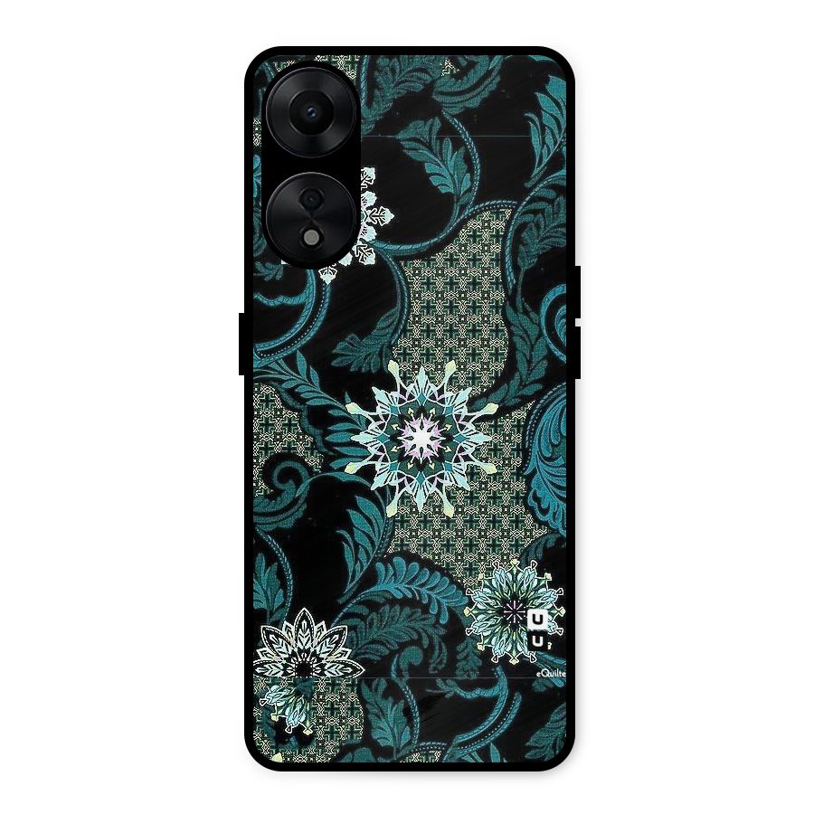 Bottle Green Floral Metal Back Case for Oppo A78 5G