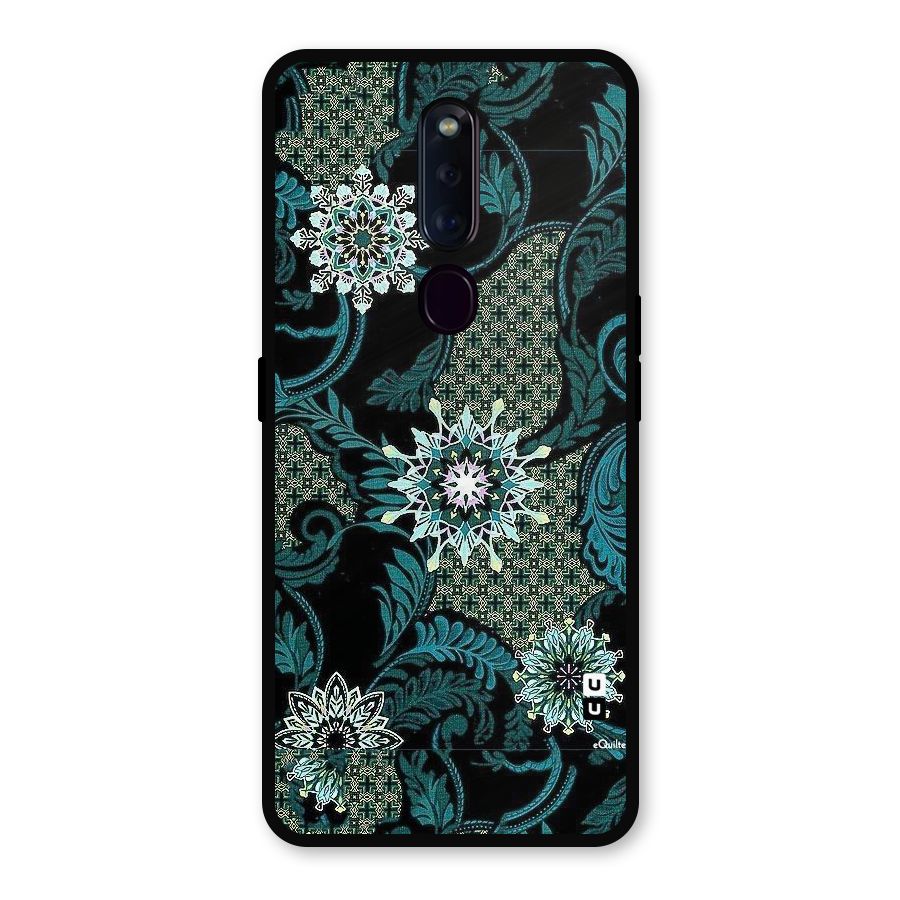 Bottle Green Floral Metal Back Case for Oppo F11 Pro