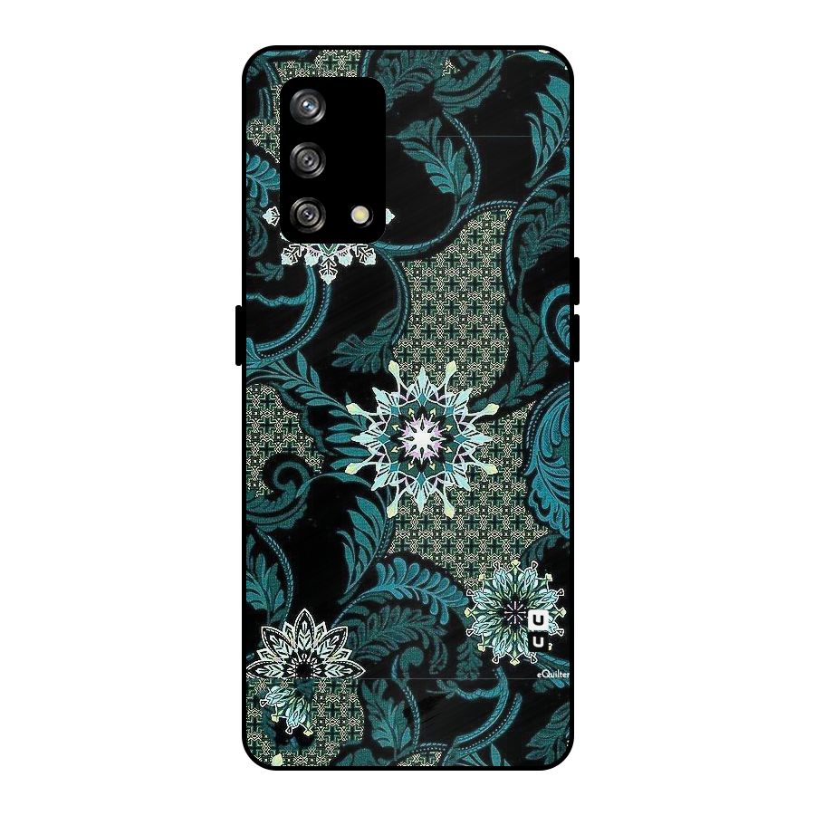Bottle Green Floral Metal Back Case for Oppo F19