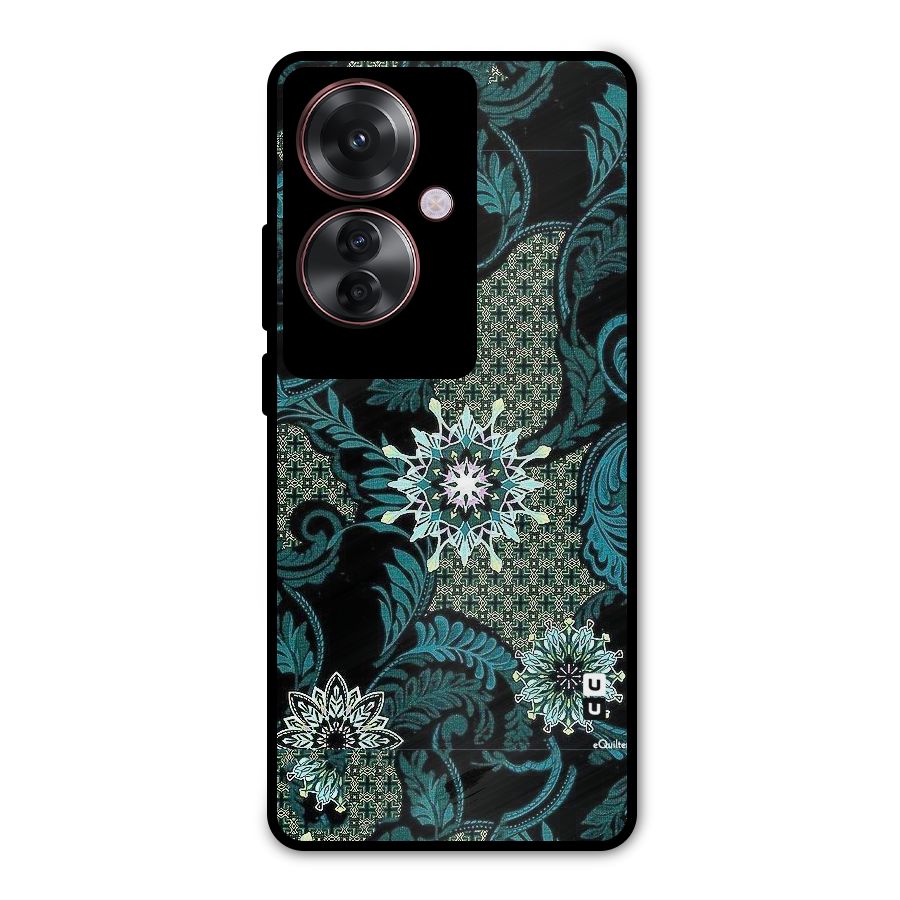 Bottle Green Floral Metal Back Case for Oppo F25 Pro