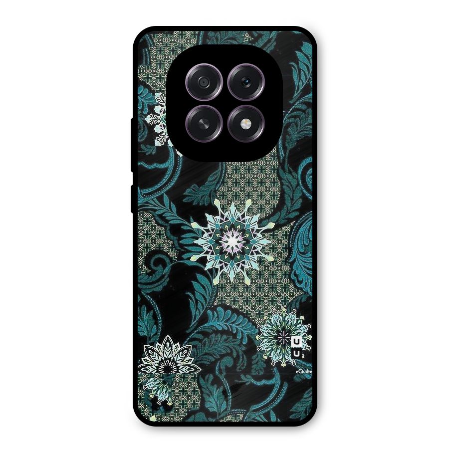 Bottle Green Floral Metal Back Case for Oppo F29