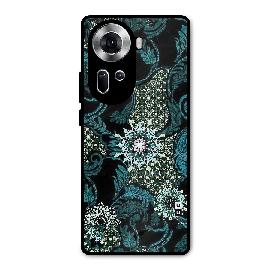 Bottle Green Floral Metal Back Case for Oppo Reno11 5G