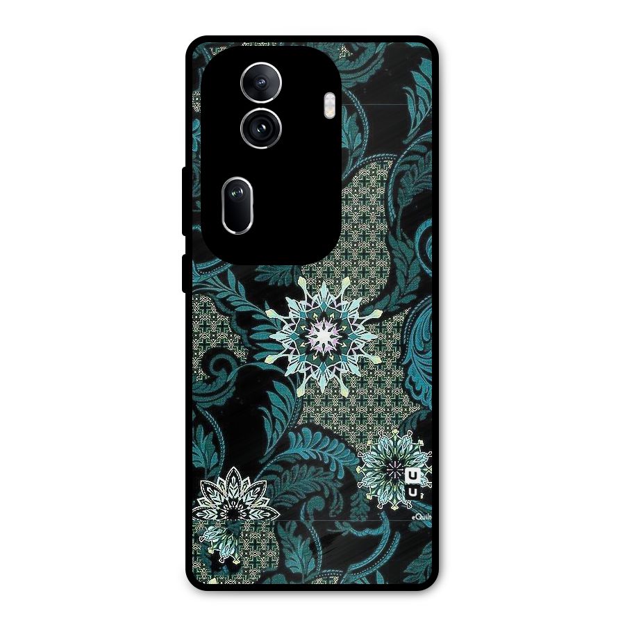 Bottle Green Floral Metal Back Case for Oppo Reno11 Pro 5G