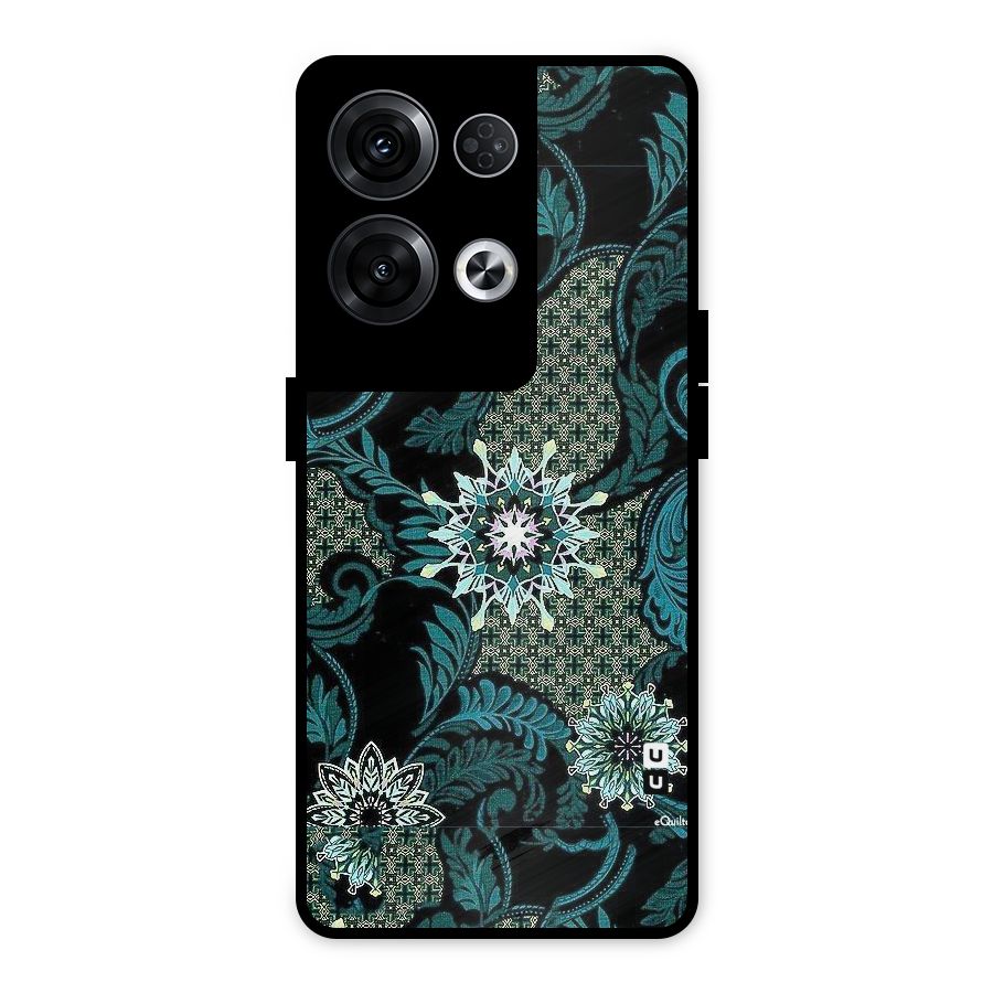 Bottle Green Floral Metal Back Case for Oppo Reno8 Pro 5G
