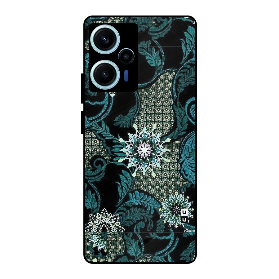Bottle Green Floral Metal Back Case for Poco F5