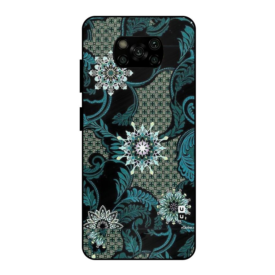 Bottle Green Floral Metal Back Case for Poco X3