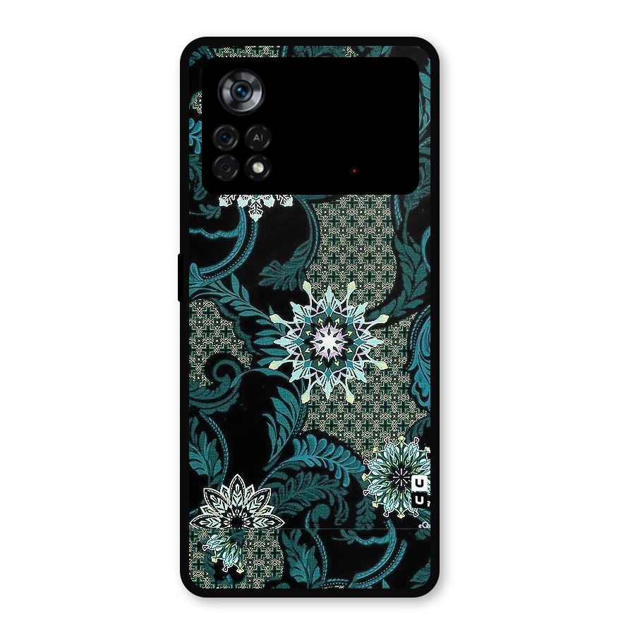 Bottle Green Floral Metal Back Case for Poco X4 Pro 5G
