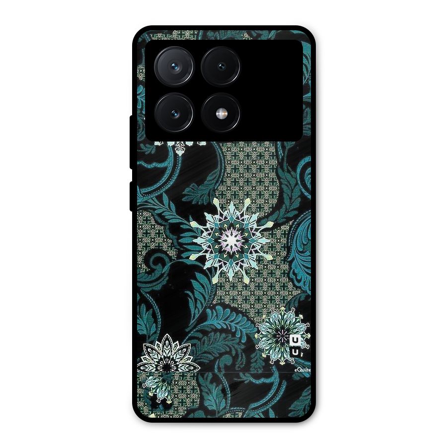 Bottle Green Floral Metal Back Case for Poco X6 Pro